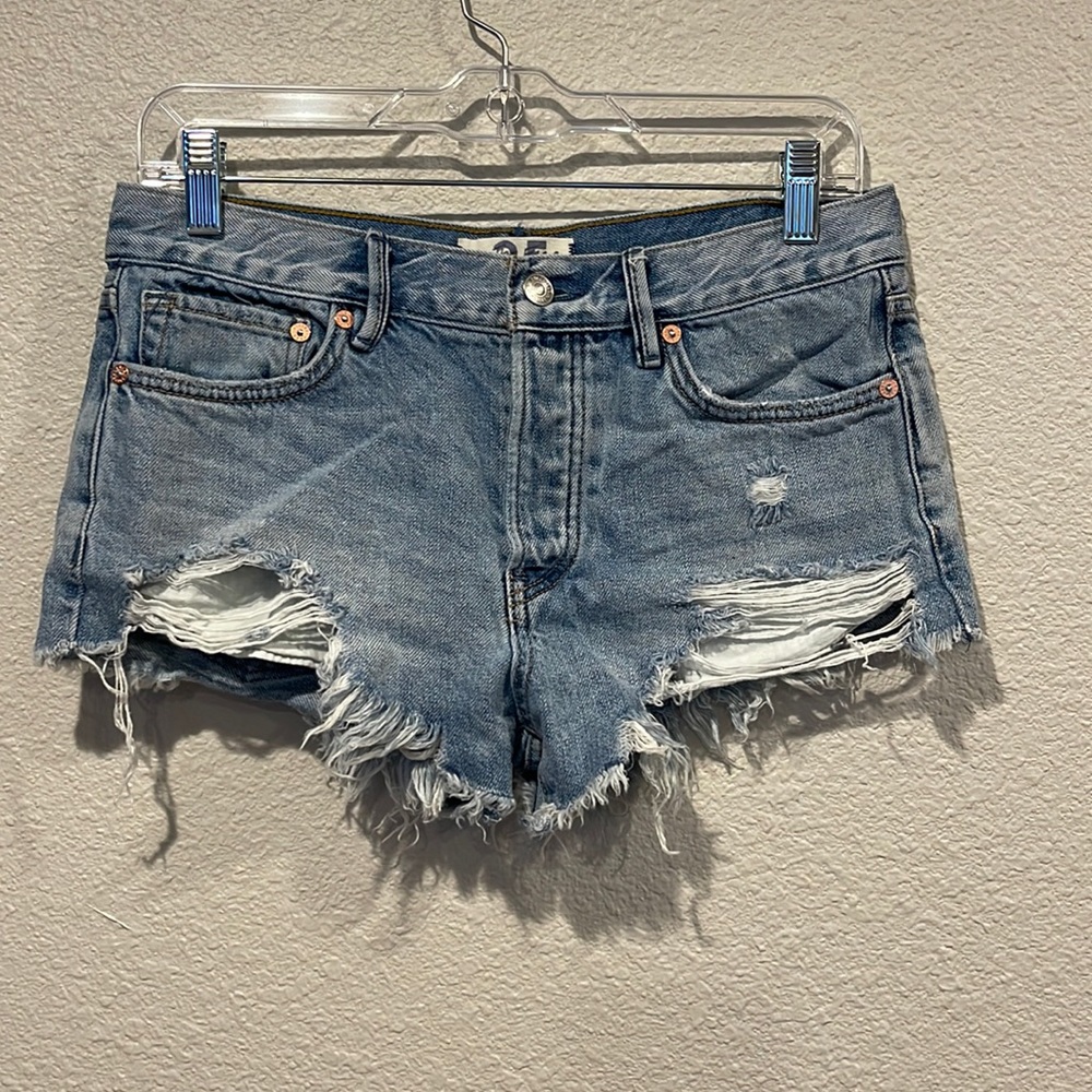 Blue denim high waisted short shorts